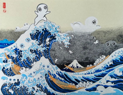 naoh個展 名画と遊ぶまつげちゃん